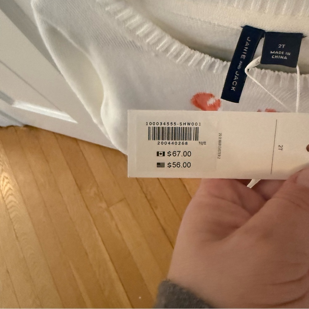 Janie and Jack White Sweater with Orange Lobster 2t NWT - Picture 2 of 3